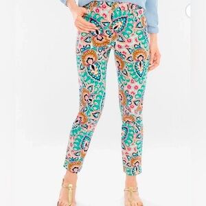 Chicos Size S So Slimming Colorful Stretch Bombay Paisley Girlfriend Ankle Jeans